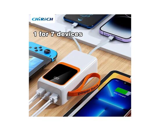 Батарея универсальная Denmen DP31 30000mAh PD/20W, QC/22,5W, flashlight, cable (DP-31WH), изображение 5 Батарея универсальная Denmen DP31 30000mAh PD/20W, QC/22,5W, flashlight, cable (DP-31WH), изображение 5
