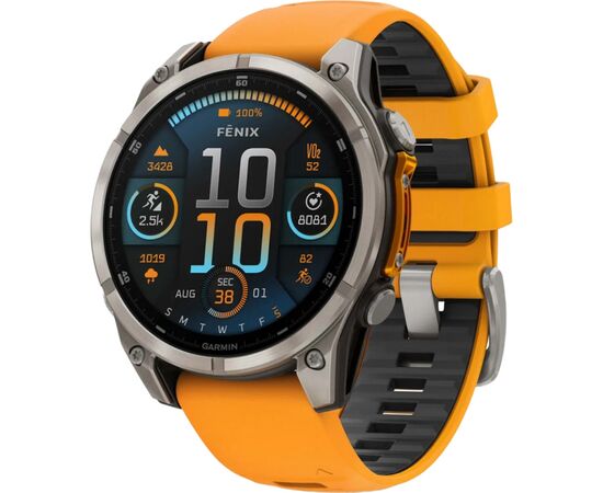 Смарт-часы Garmin fenix 8 47mm, AMOLED, Saph, Ti/Bare/Grpht, SparkOrg/GrphtBd, (010-02904-11)