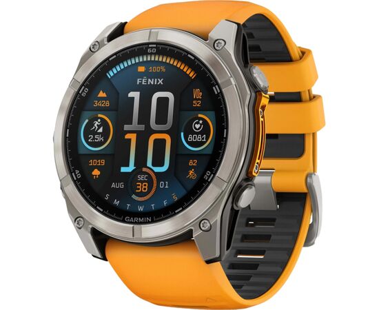 Смарт-часы Garmin fenix 8 51mm, AMOLED, Saph, Ti/Bare/Grpht, SparkOrg/GrphtBd, (010-02905-11)