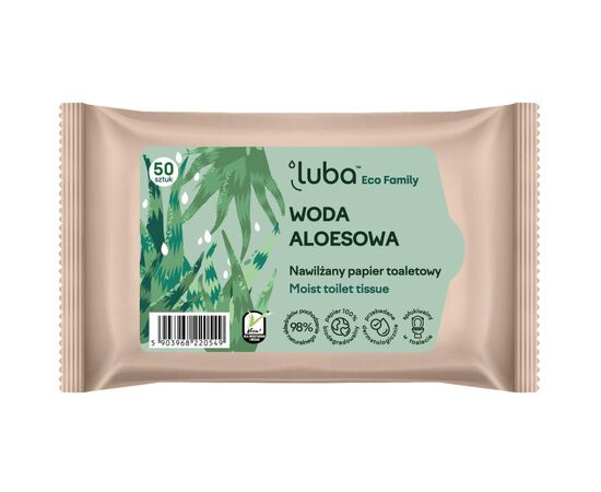 Туалетний папір Luba Eco Family Зволожений з алое вера 50 шт. (5903968220549)