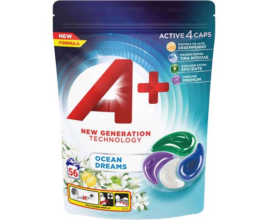 Капсули для прання A+ Ocean Dreams 4 в 1 Для всіх типів тканин 56 шт. (8435495836308)