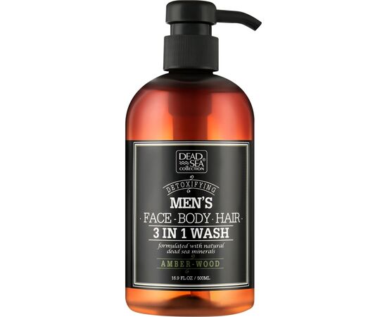 Гель для душу Dead Sea Collection Amber Wood чоловічий 3 в 1 для тіла, волосся й обличчя 500 мл (7290119481507)