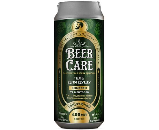 Гель для душа Beer Care 3 в 1 С хмелем и ментолом Тонизирующий 400 мл (4820164641996)