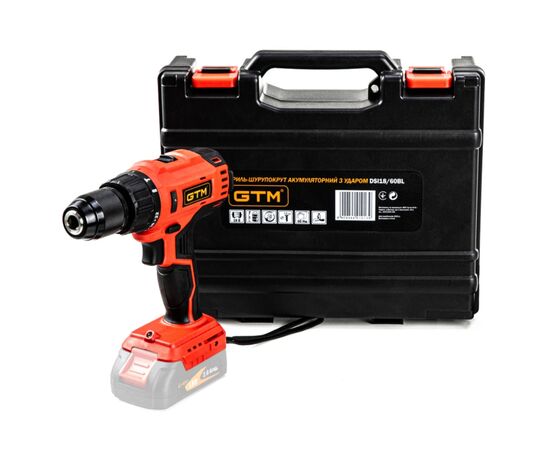 Шуруповерт GTM DSI18/60BL з ударом, 18В, 60Нм (без АКБ та ЗП) (DSI18/60BL_BARE TOOL)