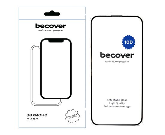 Скло захисне BeCover Apple iPhone 16 Plus 10D Black (712322)
