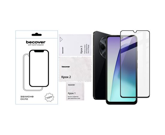 Стекло защитное BeCover Xiaomi Redmi 14C 4G / Poco C75 Black (712320), изображение 3 Стекло защитное BeCover Xiaomi Redmi 14C 4G / Poco C75 Black (712320), изображение 3