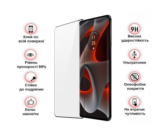 Стекло защитное BeCover Motorola Edge 50 Pro Black (712346), изображение 3 Стекло защитное BeCover Motorola Edge 50 Pro Black (712346), изображение 3
