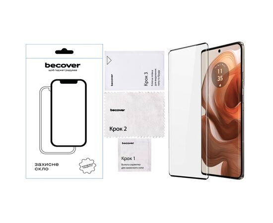 Стекло защитное BeCover Motorola Edge 50 Ultra Black (712345), изображение 2 Стекло защитное BeCover Motorola Edge 50 Ultra Black (712345), изображение 2
