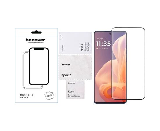 Стекло защитное BeCover Motorola Moto G85 Black (712350), изображение 2 Стекло защитное BeCover Motorola Moto G85 Black (712350), изображение 2