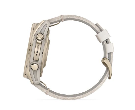 Смарт-часы Garmin fenix 8 43mm, AMOLED, Saph, SftGldSS/FogGryLeatherBnd, Excl, GPS (010-02903-40), изображение 5 Смарт-часы Garmin fenix 8 43mm, AMOLED, Saph, SftGldSS/FogGryLeatherBnd, Excl, GPS (010-02903-40), изображение 5