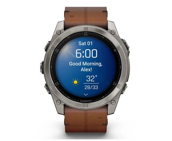 Смарт-часы Garmin fenix 8 51mm,AMOLED,Sapphire, Bare Ti, Blk/Chsnt Lthr (010-02905-40), изображение 8 Смарт-часы Garmin fenix 8 51mm,AMOLED,Sapphire, Bare Ti, Blk/Chsnt Lthr (010-02905-40), изображение 8