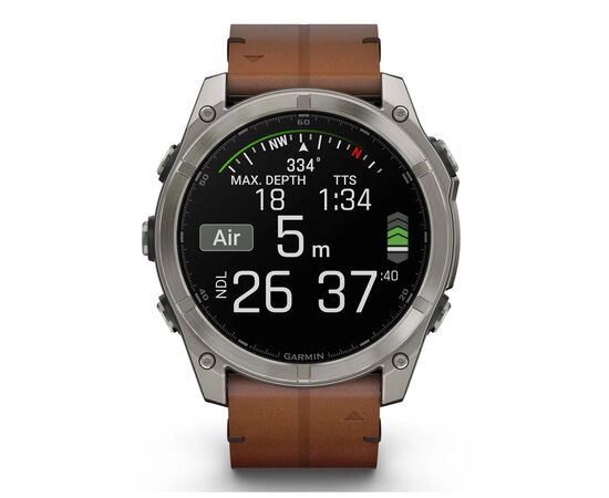 Смарт-часы Garmin fenix 8 51mm,AMOLED,Sapphire, Bare Ti, Blk/Chsnt Lthr (010-02905-40), изображение 9 Смарт-часы Garmin fenix 8 51mm,AMOLED,Sapphire, Bare Ti, Blk/Chsnt Lthr (010-02905-40), изображение 9