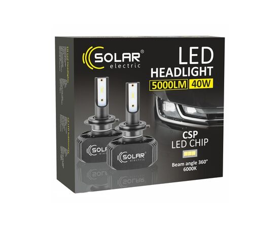 Автолампа SOLAR H7 LED 12/24V 40W 5000Lm 6000K, CSP1860 (8207), изображение 3 Автолампа SOLAR H7 LED 12/24V 40W 5000Lm 6000K, CSP1860 (8207), изображение 3