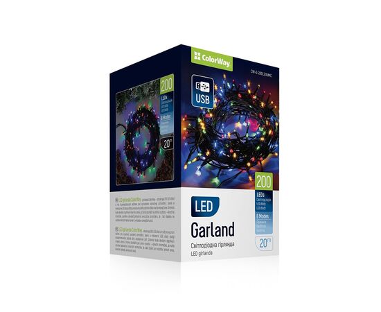 Гірлянда ColorWay LED 200 20 м 8 функцій (CW-G-200L20UMC)