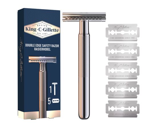 Бритва Gillette King C. Безопасная с 5 сменными лезвиями (7702018590148)