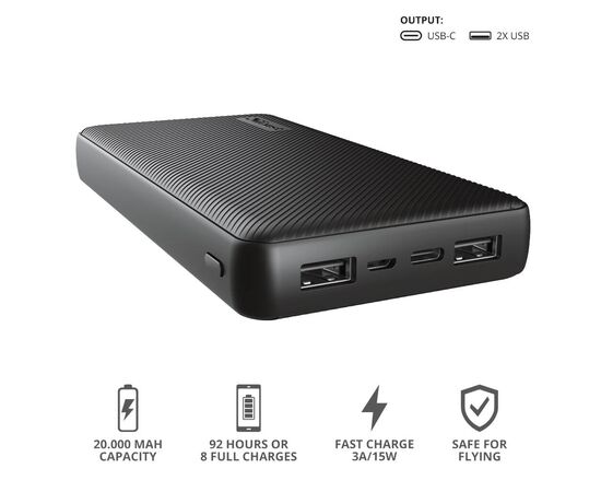 Батарея універсальна Trust Primo 20000 mAh Black (23593), зображення 5