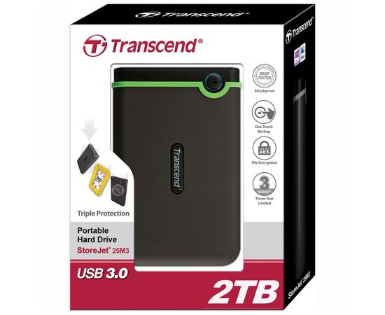 Внешний жесткий диск 2.5" 2TB Transcend (TS2TSJ25M3S), изображение 5 Внешний жесткий диск 2.5" 2TB Transcend (TS2TSJ25M3S), изображение 5