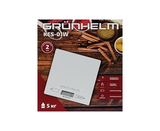 Весы кухонные Grunhelm KES-01W, изображение 3 Весы кухонные Grunhelm KES-01W, изображение 3