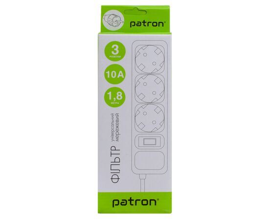 Сетевой фильтр питания Patron EXT-PN-SP-1032, 1.8m Black (EXT-PN-SP-1032), изображение 3 Сетевой фильтр питания Patron EXT-PN-SP-1032, 1.8m Black (EXT-PN-SP-1032), изображение 3