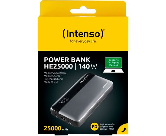 Батарея универсальная Intenso HE25000 25000mAh PD/3.1/140W + cable with a built-in E-marker chip (7350060), изображение 5 Батарея универсальная Intenso HE25000 25000mAh PD/3.1/140W + cable with a built-in E-marker chip (7350060), изображение 5