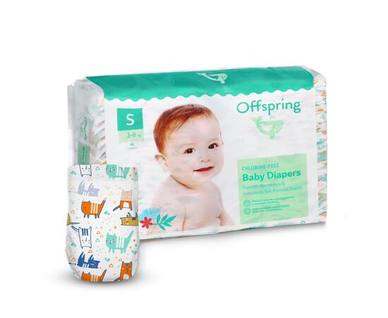 Подгузники Offspring Cat Размер S 3-6 кг 48 шт (DP-OI-FAT-S48P-MTC)