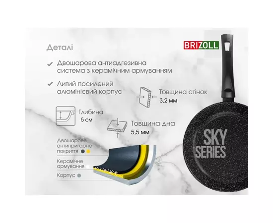 Сковорода Brizoll Sky 24 см (52-2450), изображение 9 Сковорода Brizoll Sky 24 см (52-2450), изображение 9