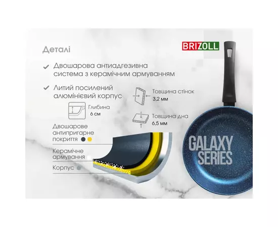 Сковорода Brizoll Galaxy 28 см (56-2860), изображение 7 Сковорода Brizoll Galaxy 28 см (56-2860), изображение 7
