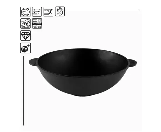 Сковорода Brizoll чавунна WOK з чавунною кришкою 3,7 л 280х96 мм (W28-1), изображение 5 Сковорода Brizoll чавунна WOK з чавунною кришкою 3,7 л 280х96 мм (W28-1), изображение 5