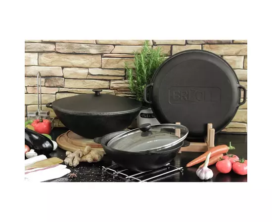 Сковорода Brizoll чавунна WOK 3,7 л 280х96 мм (W28), изображение 7 Сковорода Brizoll чавунна WOK 3,7 л 280х96 мм (W28), изображение 7