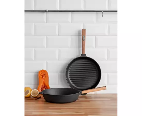 Сковорода Brizoll Optima чавунна Гриль з ручкою 280х50 мм (O2850G-P), изображение 4