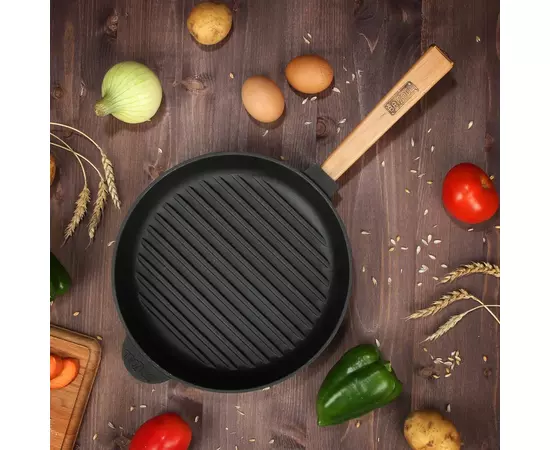 Сковорода Brizoll Optima чавунна Гриль з ручкою 280х50 мм (O2850G-P), изображение 6