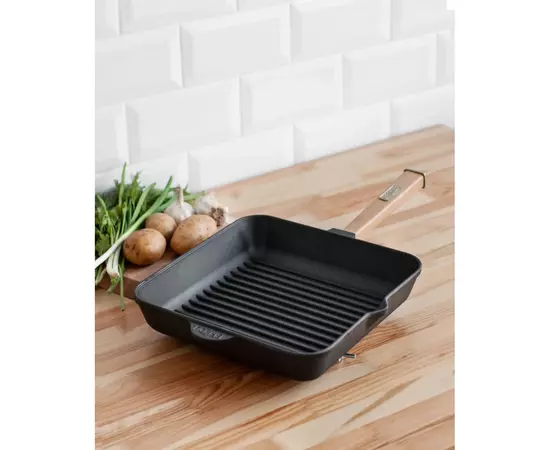 Сковорода Brizoll Optima чавунна квадратна Гриль з ручкою 260х260х50 мм (O262650G-P), изображение 5