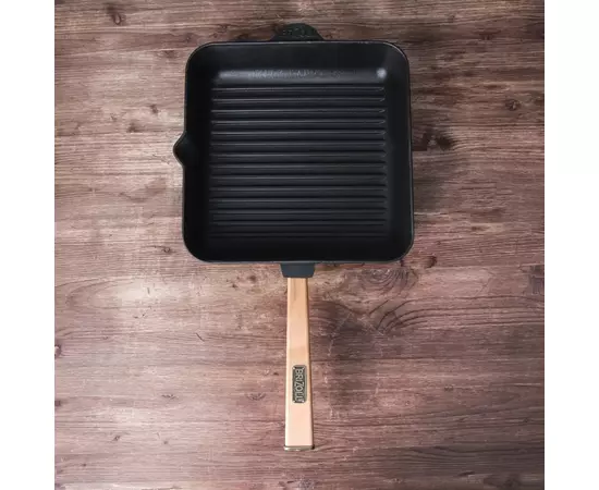 Сковорода Brizoll Optima чавунна квадратна Гриль з ручкою 260х260х50 мм (O262650G-P), изображение 7