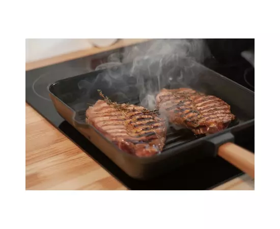 Сковорода Brizoll Optima чавунна квадратна Гриль з ручкою 280х280х50 мм (O282850G-P), изображение 5 Сковорода Brizoll Optima чавунна квадратна Гриль з ручкою 280х280х50 мм (O282850G-P), изображение 5