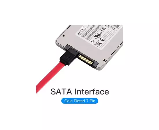 Кабель для передачи данных SATA 3.0 7pin F/F 0.5m L Red Vention (KDDRD), изображение 2 Кабель для передачи данных SATA 3.0 7pin F/F 0.5m L Red Vention (KDDRD), изображение 2