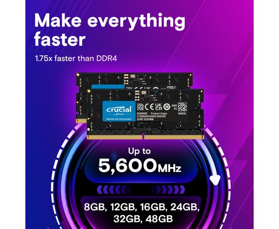 Модуль памяти для ноутбука SoDIMM DDR5 8GB 5200 MHz Micron (CT8G52C42S5), изображение 3 Модуль памяти для ноутбука SoDIMM DDR5 8GB 5200 MHz Micron (CT8G52C42S5), изображение 3