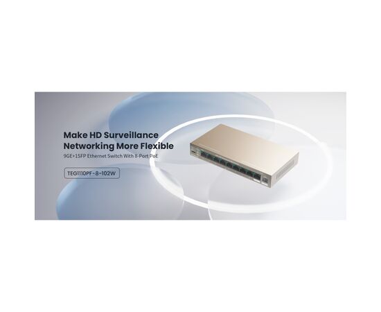 Коммутатор сетевой Tenda TEG1110PF-8-102W, изображение 5 Коммутатор сетевой Tenda TEG1110PF-8-102W, изображение 5