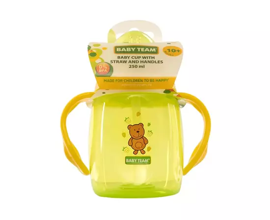 Поильник-непроливайка Baby Team С трубочкой и ручками 250 мл (4824428050036), изображение 2 Поильник-непроливайка Baby Team С трубочкой и ручками 250 мл (4824428050036), изображение 2