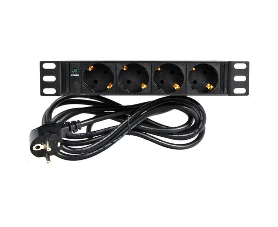 Силовий блок 10" 1U, 230V 4*schuko, 16A, 1.8м Kingda (KD-GER(16)N1004WPSBFE), зображення 3 Силовий блок 10" 1U, 230V 4*schuko, 16A, 1.8м Kingda (KD-GER(16)N1004WPSBFE), зображення 3