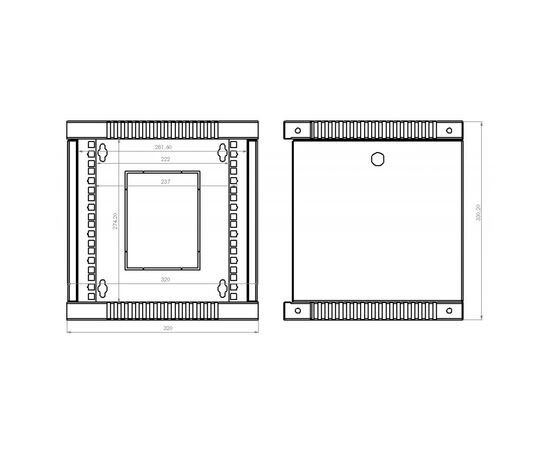 Шафа настінна CMS 6U 10" 320x300x335 (UA-ШТК-6U-BK), зображення 4 Шафа настінна CMS 6U 10" 320x300x335 (UA-ШТК-6U-BK), зображення 4