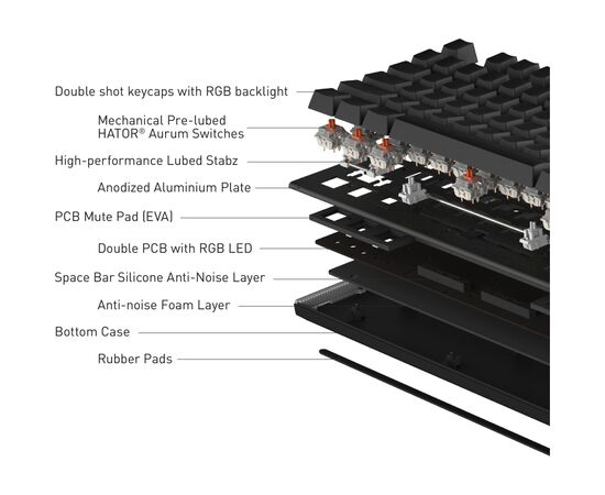 Клавиатура Hator Gravity X TKL Orange USB White (HTK551UA), изображение 2 Клавиатура Hator Gravity X TKL Orange USB White (HTK551UA), изображение 2