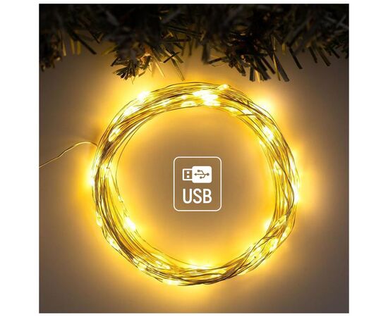 Гирлянда ColorWay Роса LED 50 5 м 8 функций теплый цвет USB (CW-G-50L5NU), изображение 5 Гирлянда ColorWay Роса LED 50 5 м 8 функций теплый цвет USB (CW-G-50L5NU), изображение 5