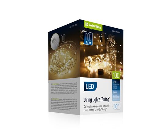Гирлянда ColorWay Струна LED 100 10 м теплый цвет 3 AA Battery (CW-G-100L10NB)