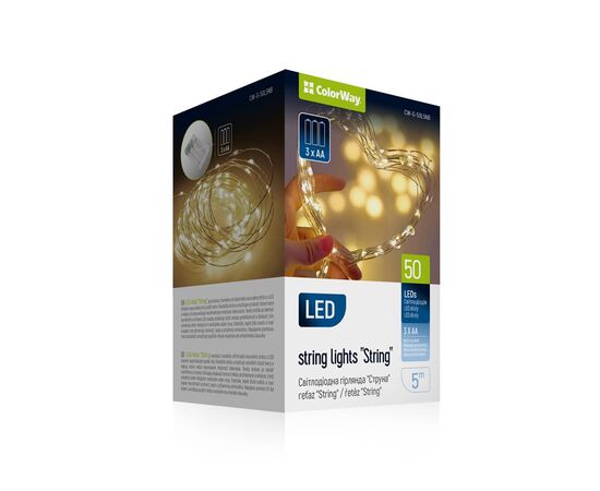 Гирлянда ColorWay Струна LED 50 5 м теплый цвет 3 AA Battery (CW-G-50L5NB)