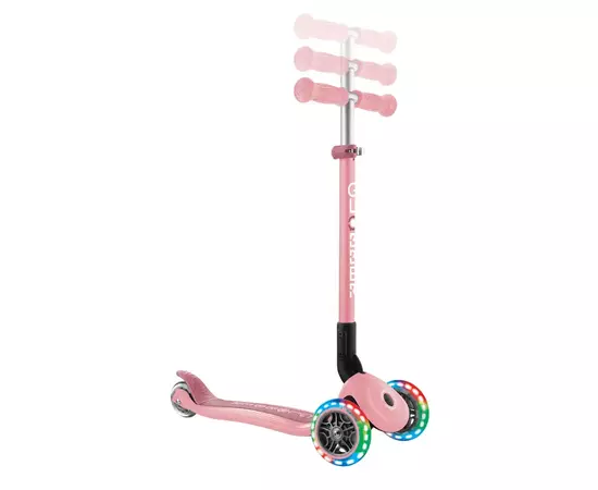 Самокат Globber Primo Foldable Lights колеса с подсветкой до 50 кг 3+ Пастельно-розовый (432-211-3), изображение 7 Самокат Globber Primo Foldable Lights колеса с подсветкой до 50 кг 3+ Пастельно-розовый (432-211-3), изображение 7