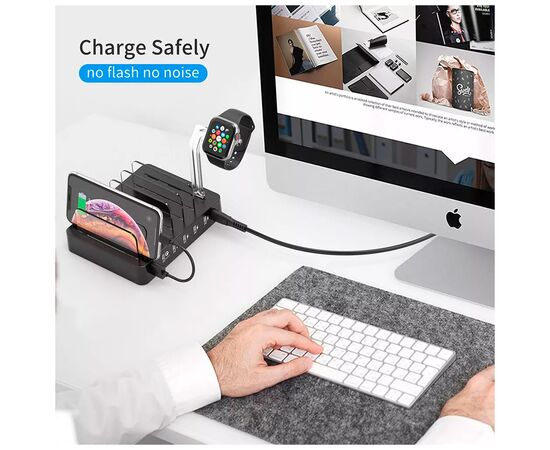 Зарядное устройство Choetech 6xUSB 68W Charing Station (6хUSB-A) 2xMicroUSB 2xLighting 2xUCB-C (Q3008-EU-BK), изображение 7 Зарядное устройство Choetech 6xUSB 68W Charing Station (6хUSB-A) 2xMicroUSB 2xLighting 2xUCB-C (Q3008-EU-BK), изображение 7