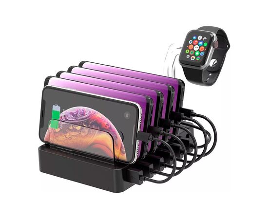 Зарядний пристрій Choetech 6xUSB 68W Charing Station (6хUSB-A) 2xMicroUSB 2xLighting 2xUCB-C (Q3008-EU-BK)