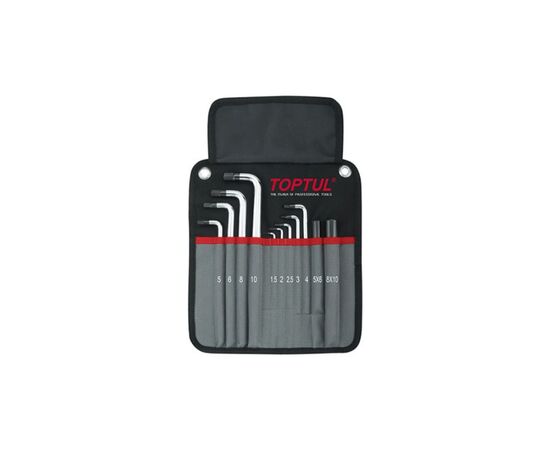 Ключ Toptul шестигранный с шаром 1,5-10мм 11шт. супердлинный в чехле (GPAQ1101)