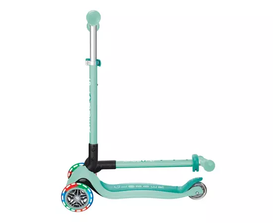 Самокат Globber Primo Foldable Lights колеса с подсветкой до 50 кг. 3+ Мятный (432-206-3), изображение 9 Самокат Globber Primo Foldable Lights колеса с подсветкой до 50 кг. 3+ Мятный (432-206-3), изображение 9