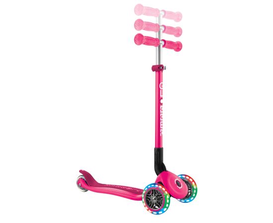 Самокат Globber Primo Foldable Lights колеса с подсветкой до 50 кг. 3+ Розовый (432-110-3), изображение 5 Самокат Globber Primo Foldable Lights колеса с подсветкой до 50 кг. 3+ Розовый (432-110-3), изображение 5
